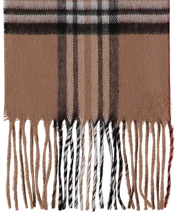 Instastuff Camel Plaid Fringe Scarf