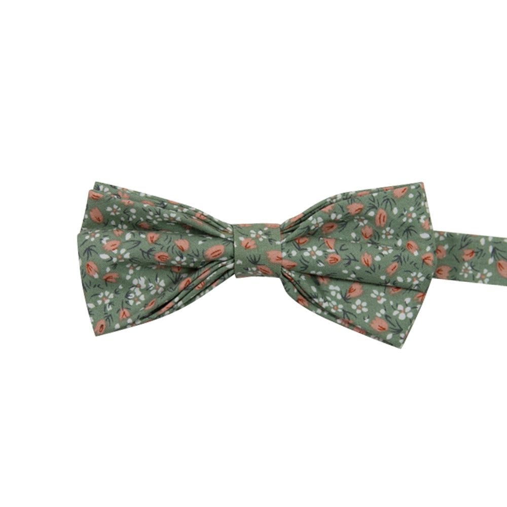 Instastuff Sage Green Floral Print Bow Tie