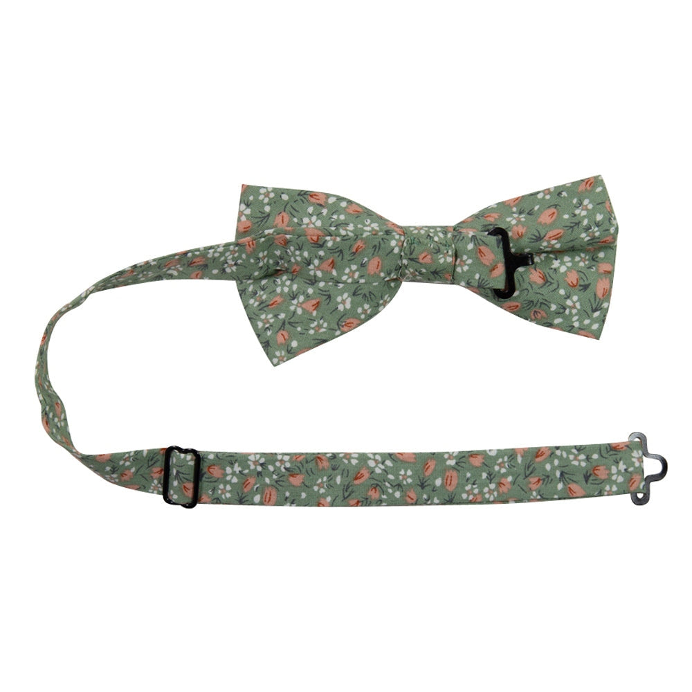 Instastuff Sage Green Floral Print Bow Tie
