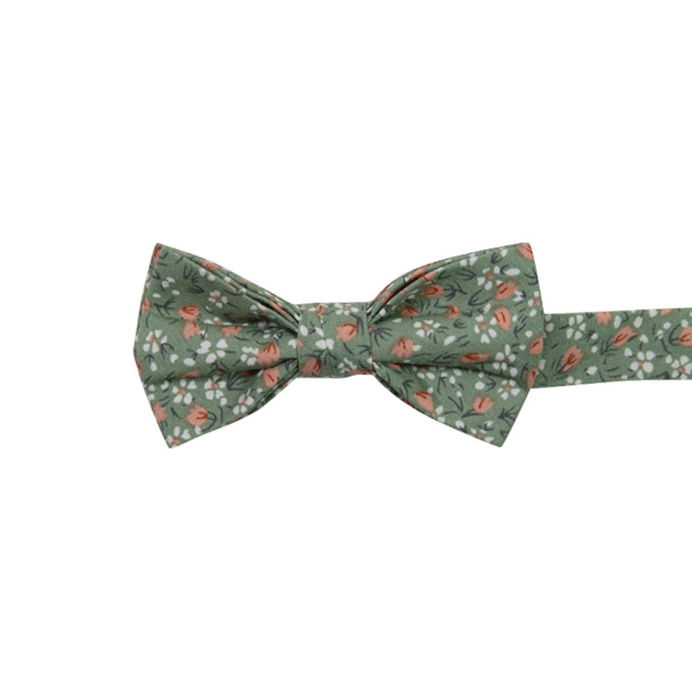 Instastuff Sage Green Floral Print Bow Tie