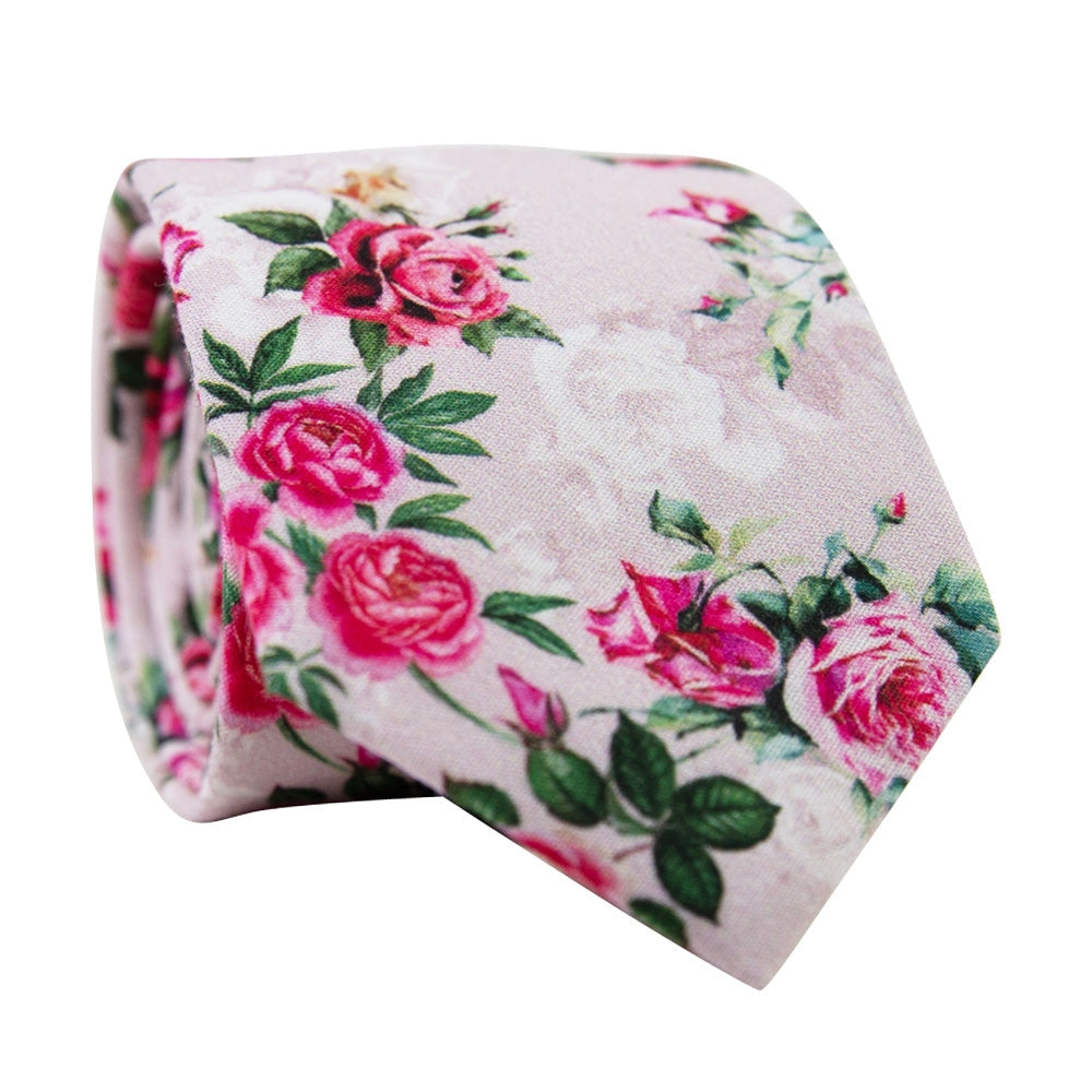 Instastuff Pink Rose Floral Print Necktie