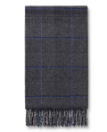Instastuff Charcoal Gray & Blue Plaid Fringe Scarf